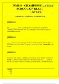  RMLO - CHAMPIONS SCHOOL OF REAL ESTATE QUESTIONS AND ANSWERS 2025