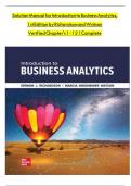 Introduction to Business Analytics &ndash; 1st Edition &ndash; Richardson & Watson &ndash; Verified Complete Solution Manual Chapters 1-12
