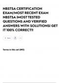 NBSTSA CERTIFICATION EXAM&sol;MOST RECENT EXAM NBSTSA &vert;MOST TESTED QUESTIONS AND VERIFIED ANSWERS WITH SOLUTIONS&vert; GET IT 100&percnt; CORRECT&excl;&excl;