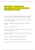 WGU D388 - Fundamentals of Spreadsheets and Data Presentations Questions And Answers