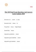 Mat 240 Final Exam Questions And Answers Latest Updates 2025