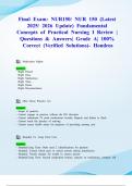 Final Exam&colon; NUR150&sol; NUR 150 &lpar;Latest 2025&sol; 2026 Update&rpar; Fundamental Concepts of Practical Nursing I Review &vert; Questions & Answers&vert; Grade A&vert; 100&percnt; Correct &lpar;Verified Solutions&rpar;- Hondros