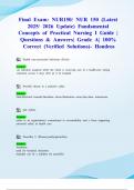 Final Exam&colon; NUR150&sol; NUR 150 &lpar;Latest 2025&sol; 2026 Update&rpar; Fundamental Concepts of Practical Nursing I Guide &vert; Questions & Answers&vert; Grade A&vert; 100&percnt; Correct &lpar;Verified Solutions&rpar;- Hondros