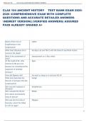 CLAS 104 ANCIENT HISTORY    TEST BANK EXAM 2025 2026 COMPREHENSIVE EXAM WITH COMPLETE  QUESTIONS AND ACCURATE DETAILED ANSWERS  NEWEST VERSION&vert;&vert; &lpar;VERIFIED ANSWERS&rpar; ASSURED  PASS ALREADY GRADED A&plus;