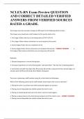 NCLEX-RN Exam Preview QUESTION AND CORRECT DETAILED VERIFIED ANSWERS FROM VERIFIED SOURCES RATED A GRADE&period;