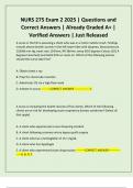 NURS 275 Exam 2 2025 &vert; Questions and Correct Answers &vert; Already Graded A&plus; &vert; Verified Answers &vert; Just Released