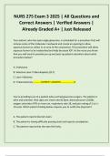 NURS 275 Exam 3 2025 &vert; All Questions and Correct Answers &vert; Verified Answers &vert; Already Graded A&plus; &vert; Just Released