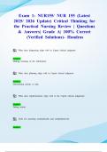 Exam 1&colon; NUR155&sol; NUR 155 &lpar;Latest 2025&sol; 2026 Update&rpar; Critical Thinking for the Practical Nursing Review &vert; Questions & Answers&vert; Grade A&vert; 100&percnt; Correct &lpar;Verified Solutions&rpar;- Hondros