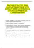 CALP CERTIFICATION EXAM  COMPLETE QUESTIONS WITH  CORRECT DETAILED ANSWERS &vert;&vert;  100&percnt; GUARANTEED PASS  <LATEST VERSION> 
