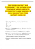 WGU D312 ANATOMY AND  PHYSIOLOGY I OA ACTUAL EXAM  COMPLETE QUESTIONS WITH  CORRECT DETAILED ANSWERS &vert;&vert;  100&percnt; GUARANTEED PASS  <LATEST VERSION> 