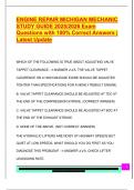 ENGINE REPAIR MICHIGAN MECHANIC  STUDY GUIDE 2025&sol;2026 Exam  Questions with 100&percnt; Correct Answers &vert;  Latest Update