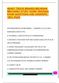 HEAVY TRUCK BRAKES MICHIGAN  MECHANIC STUDY GUIDE 2025&sol;2026  EXAM QUESTIONS AND ANSWERS &vert;  100&percnt; PASS