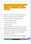 HEAVY TRUCK ELECTRICAL MICHIGAN  MECHANIC STUDY GUIDE SOLVED  CORRECTLY ANSWERS&excl;&excl; &vert; ASSURED  SUCCESS
