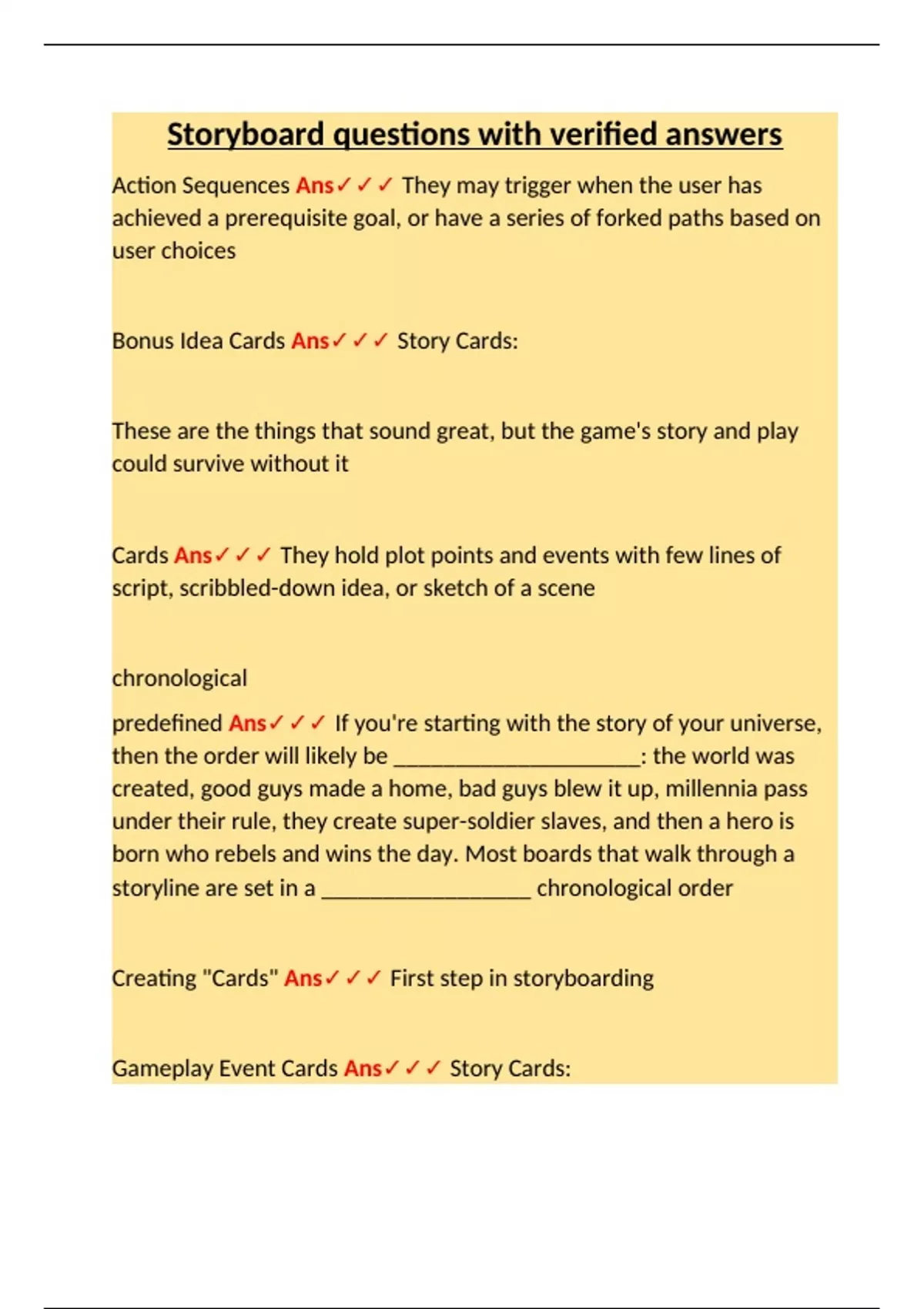 Storyboard Script. Question Elearning Storyboard questions with verified answers - Storyboard - Stuvia US