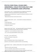 PSYCH 2320 FINAL EXAM UWO - ABNORMAL CHILD PSYCHOLOGY AND ACTUAL ANSWERS 2025 UPDATED&period;