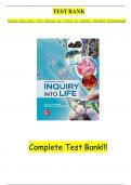 Test Bank - For Inquiry into Life 17th Edition by Sylvia S&period; Mader&comma; Michael Windelspecht&comma;ISBN&semi; 9780697360779 All Chapters Fully Covered Complete Guide A&plus;&vert;&vert;NEWEST VERSION&vert;&vert;&period;