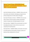 Nurse Coach Exam 2025&sol;2026 Exam  Questions and Detailed Answers &vert; Get it  100&percnt; Correct Answers