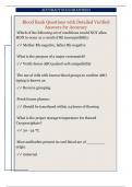 Blood Bank Questions with Detailed Verified  Answers for Accuracy