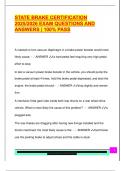STATE BRAKE CERTIFICATION  2025&sol;2026 EXAM QUESTIONS AND  ANSWERS &vert; 100&percnt; PASS