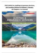 Test Bank for Auditing & Assurance Services 4th Canadian Edition by William Messier &vert; Chapters 1&ndash;21 Complete &vert; Verified Exam Prep 2025