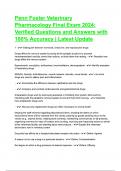 Penn Foster Veterinary Pharmacology Final Exam &lpar;Questions with 100&percnt; Correct Answers&rpar; RATED A&plus;&period;