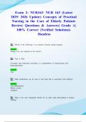 Exam 2&colon; NUR163&sol; NUR 163 &lpar;Latest 2025&sol; 2026 Update&rpar; Concepts of Practical Nursing in the Care of Elderly Patients Review&vert; Questions & Answers&vert; Grade A&vert; 100&percnt; Correct &lpar;Verified Solutions&rpar;- Hondros