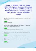 Exam 1&colon; NUR163&sol; NUR 163 &lpar;Latest 2026 Update&rpar; Concepts of Practical Nursing in the Care of Elderly Patients Review&vert; Questions & Answers&vert; Grade A&vert; 100&percnt; Correct &lpar;Verified Solutions&rpar;- Hondros