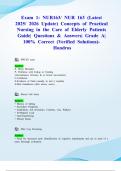 Exam 1&colon; NUR163&sol; NUR 163 &lpar;Latest 2025&sol; 2026 Update&rpar; Concepts of Practical Nursing in the Care of Elderly Patients Guide&vert; Questions & Answers&vert; Grade A&vert; 100&percnt; Correct &lpar;Verified Solutions&rpar;- Hondros