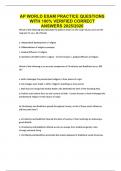 AP WORLD EXAM PRACTICE QUESTIONS WITH 100&percnt; VERIFIED CORRECT ANSWERS 2025&sol;2026
