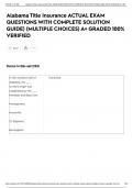 Alabama Title Insurance ACTUAL EXAM QUESTIONS WITH COMPLETE SOLUTION GUIDE&rpar; &lpar;MULTIPLE CHOICES&rpar; A&plus; GRADED 100&percnt; VERIFIED