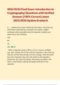 WGU D334 Final Exam&colon; Introduction to Cryptography&vert; Questions with Verified Answers &vert;100&percnt; Correct&vert; Latest 2025&sol;2026 Update Graded A&period;