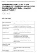 Minnesota Pesticide Applicator License COMPREHENSIVE QUESTIONS AND ANSWERS &lpar;100&percnt; CORRECT ANSWERS&rpar; A&plus; GRADED &vert; ALREADY PASSED&excl;&excl;