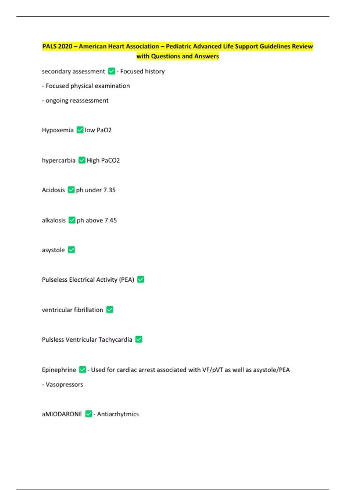 PALS 2020 – American Heart Association – Pediatric Advanced Life ...
