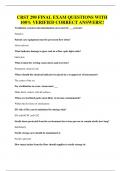 CRST 290 FINAL EXAM QUESTIONS WITH 100&percnt; VERIFIED CORRECT ANSWERS&excl;&excl;