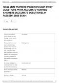 Texas State Plumbing Inspectors Exam Study QUESTIONS WITH ACCURATE VERIFIED ANSWERS &lpar;ACCURATE SOLUTIONS&rpar; A&plus; PASSED&excl;&excl; 2025 EXAM