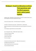Walmart- Food Certification written Test questions and Verified answers  2025-2026 Latest Update