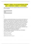 LIBERTY TERM 1 EXAM QUESTIONS WITH 100&percnt; VERIFIED CORRECT ANSWERS&excl;&excl;
