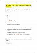NUR 139 Unit 1 Test Bank with Complete Solutions
