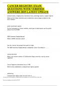 CANCER REGISTRY EXAM QUESTIONS WITH VERIFIED ANSWERS 2025 LATEST UPDATE 