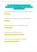 CT Life & Health Insurance Exam Questions and Answers Latest Version  Already Passed