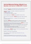 Cell And Molecular Biology &lpar;Alberts&rpar; Exam   Questions And Answers Verified 100&percnt; Correct