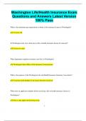 Washington Life&sol;Health Insurance Exam Questions and Answers Latest Version  100&percnt; Pass