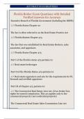 Florida Broker Exam Questions with Detailed  Verified Answers for Accuracy