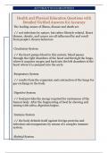 Health and Physical Education Questions with  Detailed Verified Answers for Accuracy 