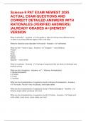 Science 9 PAT EXAM NEWEST 2025 ACTUAL EXAM QUESTIONS AND CORRECT DETAILED ANSWERS WITH RATIONALES &lpar;VERIFIED ANSWERS&rpar; &vert;ALREADY GRADED A&plus;&vert;&vert;NEWEST VERSION