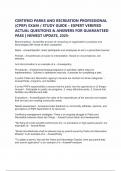 CERTIFIED PARKS AND RECREATION PROFESSIONAL &lpar;CPRP&rpar; EXAM &sol; STUDY GUIDE &ndash; EXPERT VERIFIED ACTUAL QUESTIONS & ANSWERS FOR GUARANTEED PASS &vert; NEWEST UPDATE&comma; 2025-