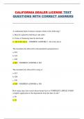 California Dealer License &ndash; Practice Test Questions with Verified Correct Answers &lpar;California DMV&comma; 2025&rpar;