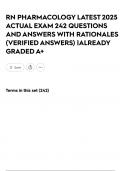RN PHARMACOLOGY LATEST 2025 ACTUAL EXAM 242 QUESTIONS AND ANSWERS WITH RATIONALES &lpar;VERIFIED ANSWERS&rpar; &vert;ALREADY GRADED A&plus;