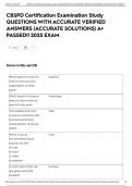 CBSPD Certification Examination Study QUESTIONS WITH ACCURATE VERIFIED ANSWERS &lpar;ACCURATE SOLUTIONS&rpar; A&plus; PASSED&excl;&excl; 2025 EXAM