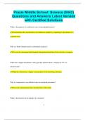 Praxis Middle School&colon; Science &lpar;5442&rpar; Questions and Answers Latest Version  with Certified Solutions